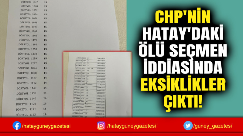 CHP'NİN HATAY'DAKİ ÖLÜ SEÇMEN İDDİASINDA EKSİKLİKLER ÇIKTI!