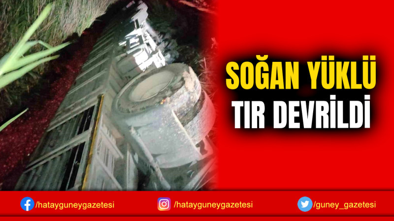 SOĞAN YÜKLÜ TIR DEVRİLDİ