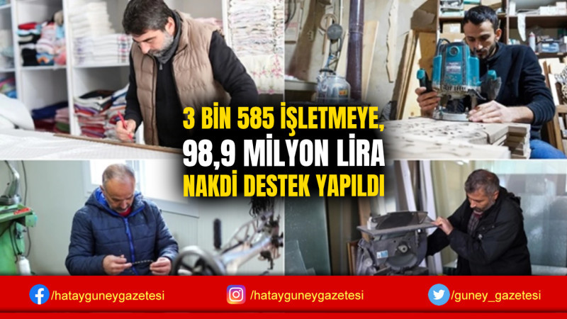 3 BİN 585 İŞLETMEYE, 98,9 MİLYON LİRA NAKDİ DESTEK YAPILDI