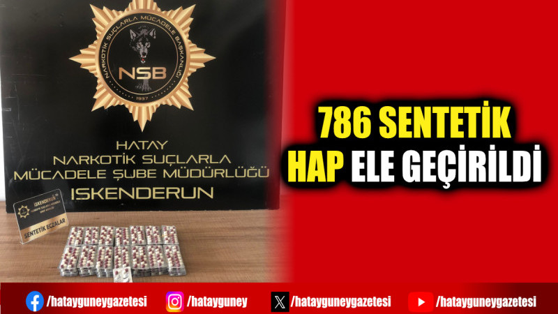 786 SENTETİK HAP ELE GEÇİRİLDİ