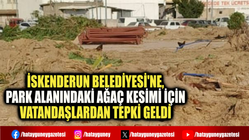 İSKENDERUN BELEDİYESİ'NE, PARK ALANINDAKİ AĞAÇ KESİMİ İÇİN VATANDAŞLARDAN TEPKİ GELDİ